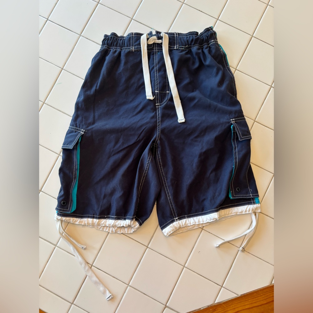 Men’s Navy Cargo swimsuit bathing shorts travel board water party pool beach fun